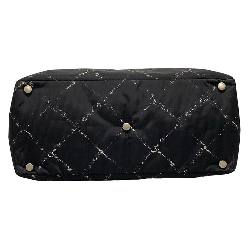 Chanel Tote Bag Old Travel Line A11833 Black And White Silver Hardware