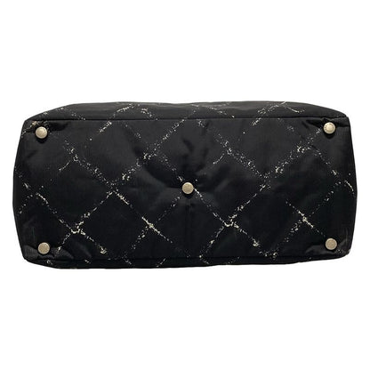 Chanel Tote Bag Old Travel Line A11833 Black And White Silver Hardware