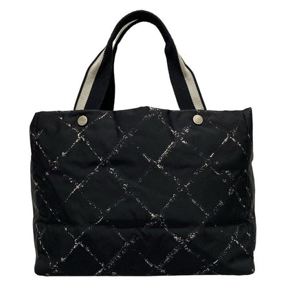 Chanel Tote Bag Old Travel Line A11833 Black And White Silver Hardware