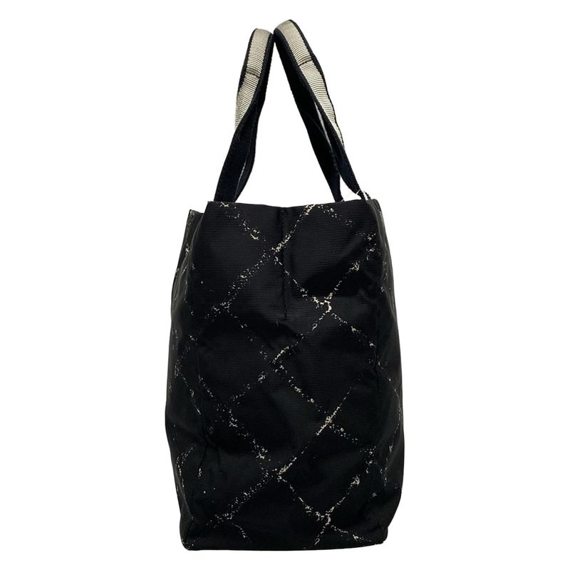 Chanel Tote Bag Old Travel Line A11833 Black And White Silver Hardware