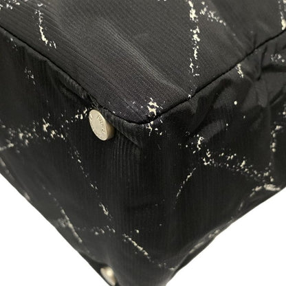 Chanel Tote Bag Old Travel Line A11833 Black And White Silver Hardware