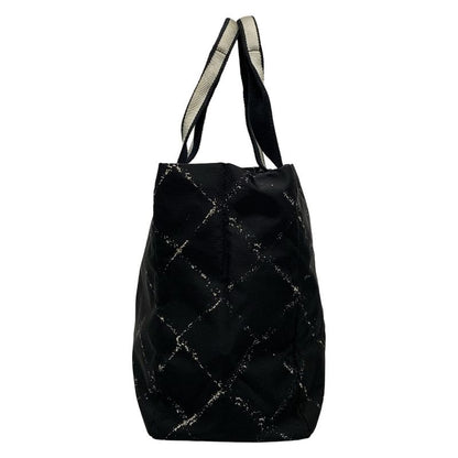 Chanel Tote Bag Old Travel Line A11833 Black And White Silver Hardware