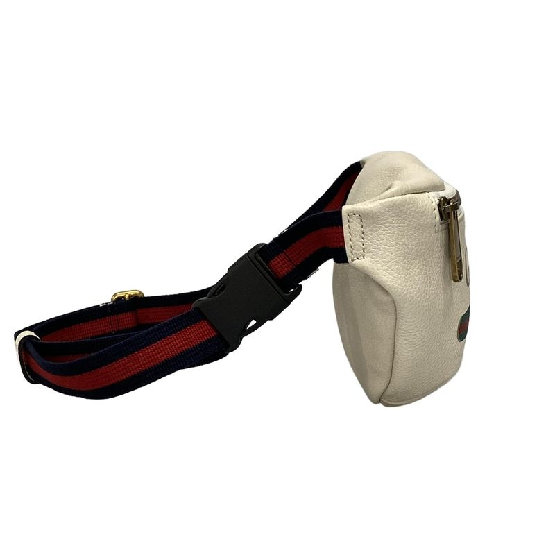 Gucci Waist Pouch Print Small Belt Bag 527792 White Leather