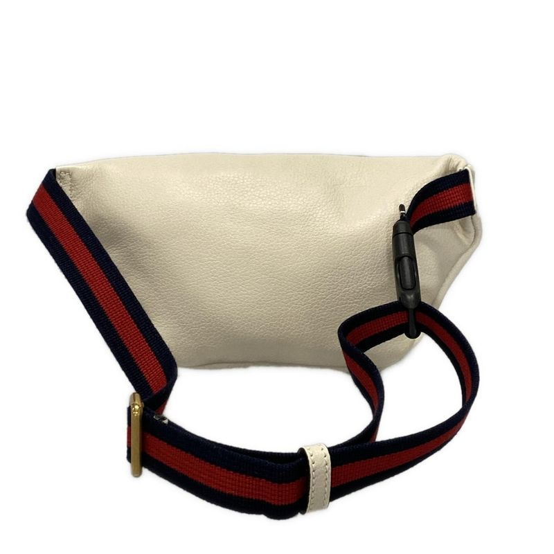 Gucci Waist Pouch Print Small Belt Bag 527792 White Leather