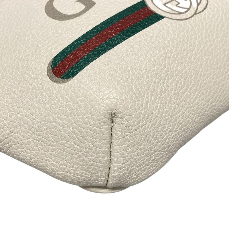 Gucci Waist Pouch Print Small Belt Bag 527792 White Leather
