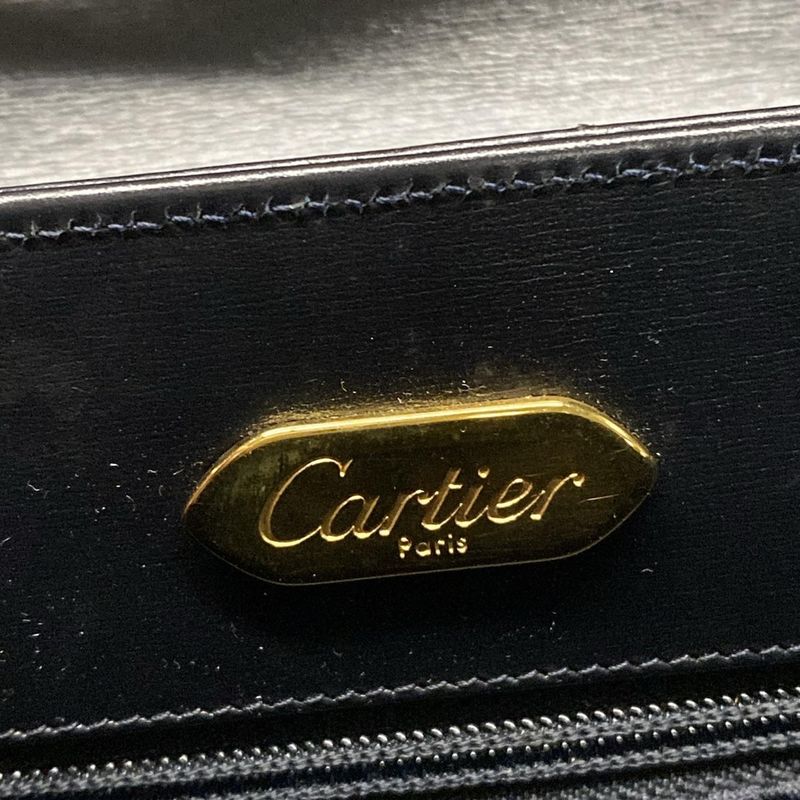 Cartier Handbag Sapphire Line Black Leather