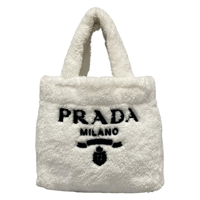 Prada Tote Bag Terry Mini Tote Bag 1bg447 White And Black