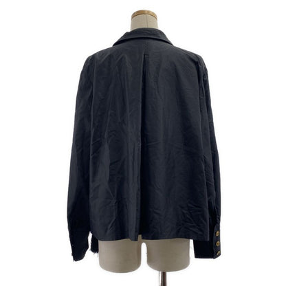 Christian DIOR | Silk CD Logo Button Fringe Tie Shirt | 13 | Black | Women