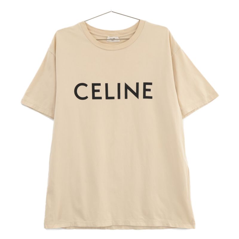 Celine Beige 2x681671q Cotton Logo Short Sleeve T-shirt XS