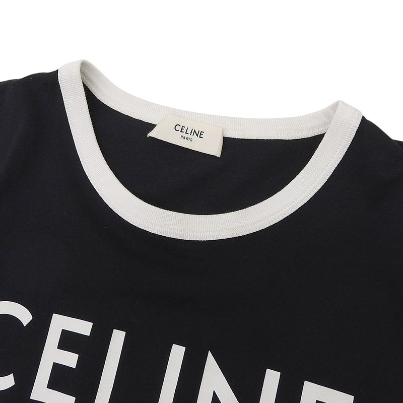 Celine Beautiful Celine Paris Cotton Ringer T-shirt Top Women's Black White XS