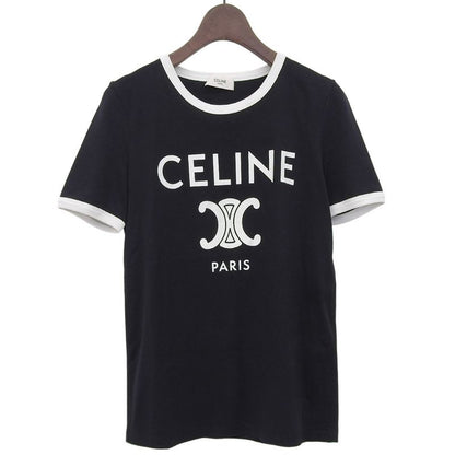 Celine Beautiful Celine Paris Cotton Ringer T-shirt Top Women's Black White XS