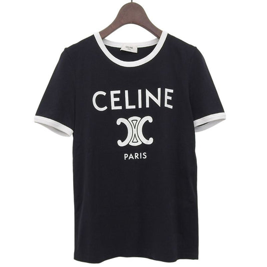 Celine Beautiful Celine Paris Cotton Ringer T-shirt Top Women's Black White XS
