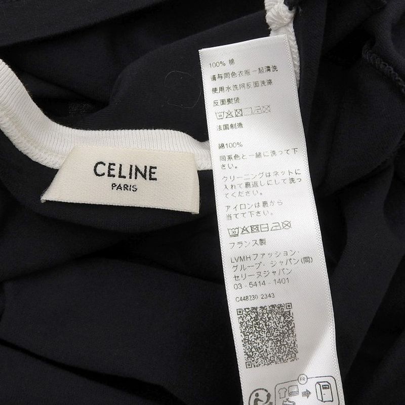 Celine Beautiful Celine Paris Cotton Ringer T-shirt Top Women's Black White XS