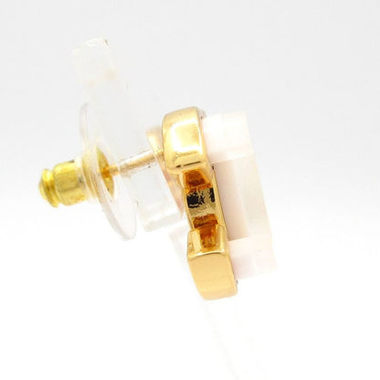 Chanel Earrings Coco Mark Gold And White