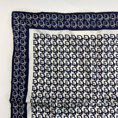 Christian Dior Scarf Trotter Navy X White 100% Silk