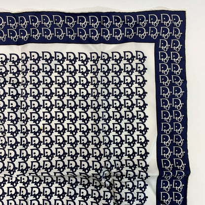Christian Dior Scarf Trotter Navy X White 100% Silk