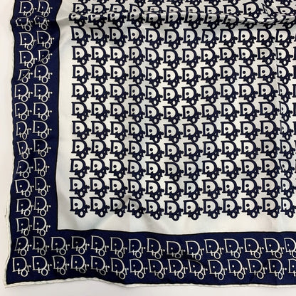 Christian Dior Scarf Trotter Navy X White 100% Silk