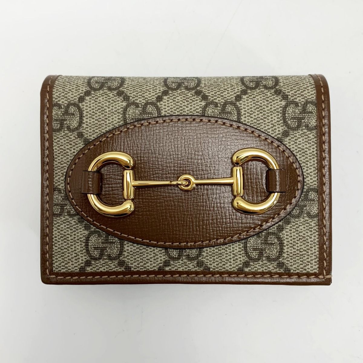 Gucci Bifold Wallet GG Supreme 621887 Brown Leather Gold Hardware