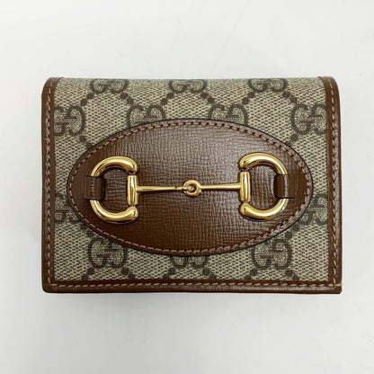 Gucci Bifold Wallet GG Supreme 621887 Brown Leather Gold Hardware