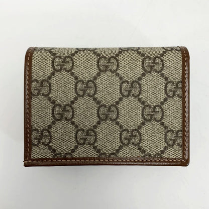 Gucci Bifold Wallet GG Supreme 621887 Brown Leather Gold Hardware
