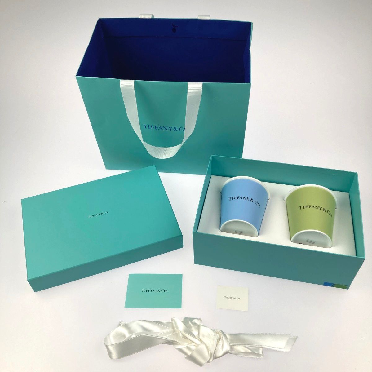 Tiffany & Co Tiffany Bone China Coffee Cup Set of 2 with Paper Bag and Box