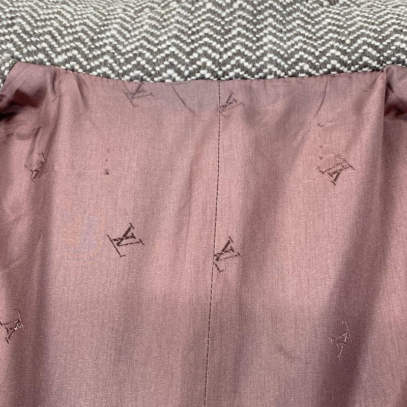 Louis Vuitton Coat - Brown And White Herringbone/ Monogram Pattern On Lining