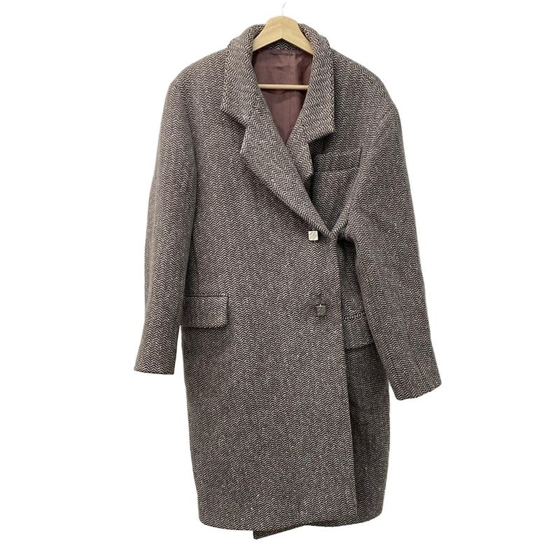 Louis Vuitton Coat - Brown And White Herringbone/ Monogram Pattern On Lining