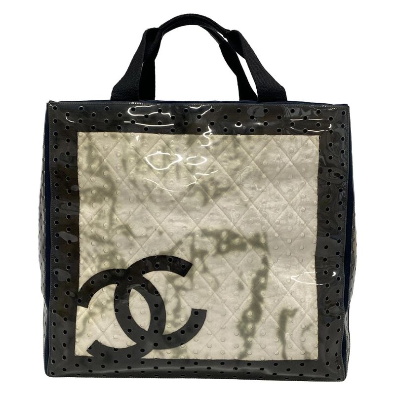 Chanel Tote Bag - White X Black X Multi Terrycloth/perforated