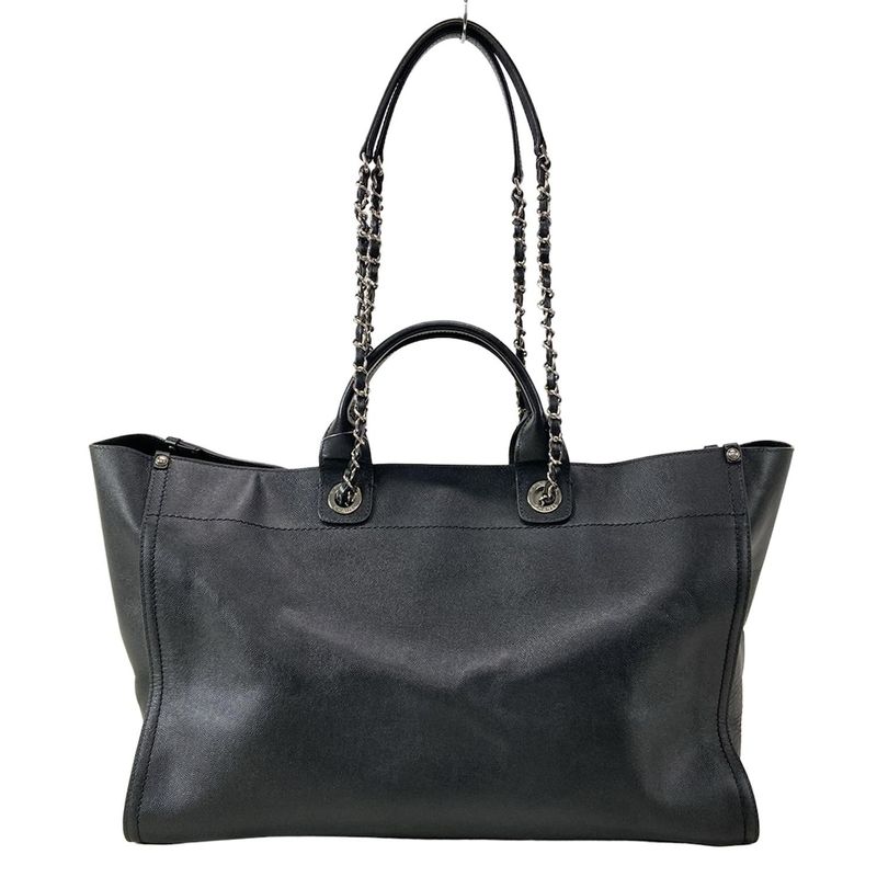 Chanel Tote Bag Deauville Line Black 2way/chain Shoulder/studded