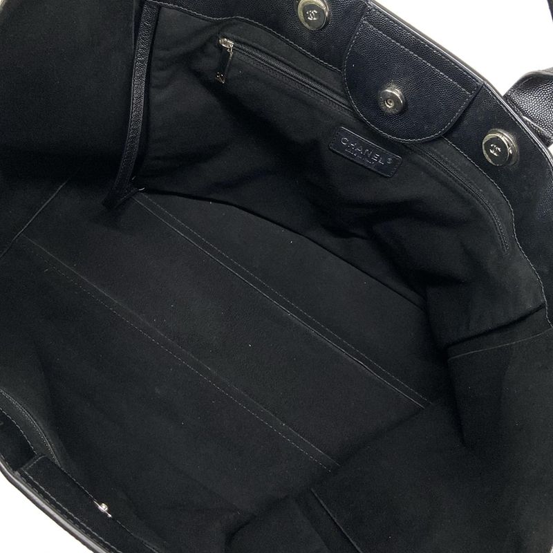Chanel Tote Bag Deauville Line Black 2way/chain Shoulder/studded