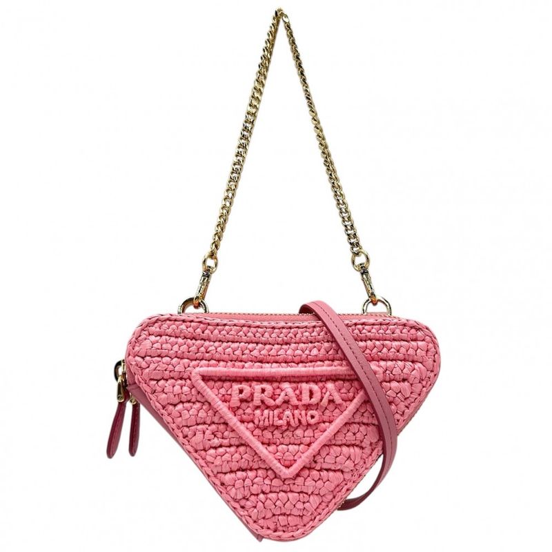 Prada Pouch Women Crochet Logo 2WAY Triangle Mini Shoulder Bag Mini Handbag Bag