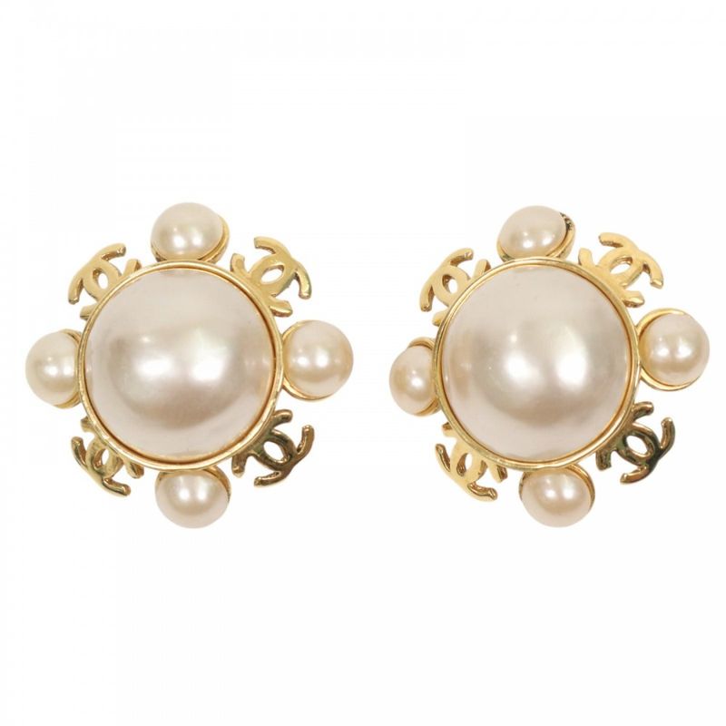 Chanel Earrings Ladies Coco Mark Coco Circle Accessories Vintage Chanel GP Faux