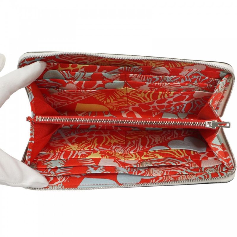 Hermes Long Wallet Women's AZAP LONG SILK IN WILD Long Wallet Round Zipper AZAP