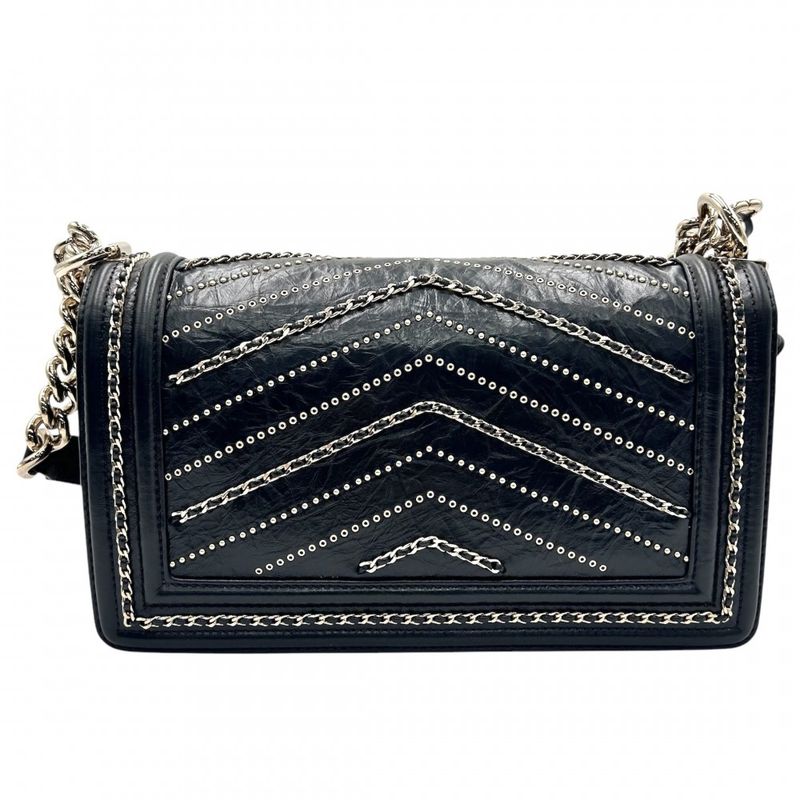 Chanel Shoulder Bag Women's Studded Boy Chanel Coco Mark Coco Chain Shoulder