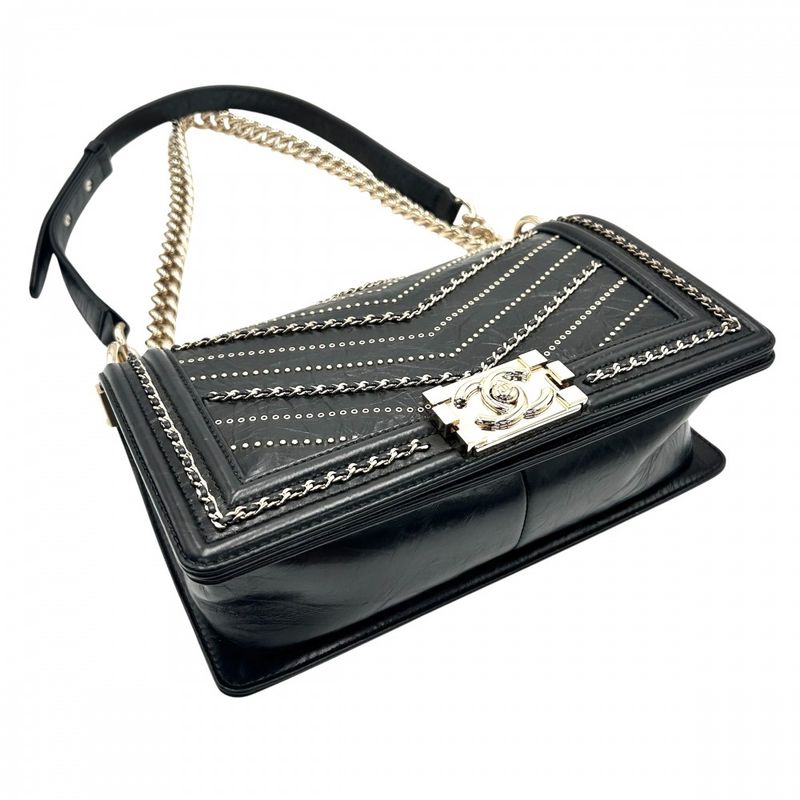 Chanel Shoulder Bag Women's Studded Boy Chanel Coco Mark Coco Chain Shoulder