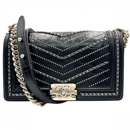Chanel Shoulder Bag Women's Studded Boy Chanel Coco Mark Coco Chain Shoulder