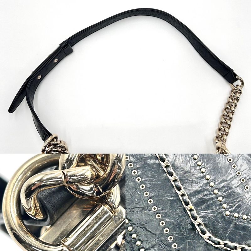 Chanel Shoulder Bag Women's Studded Boy Chanel Coco Mark Coco Chain Shoulder