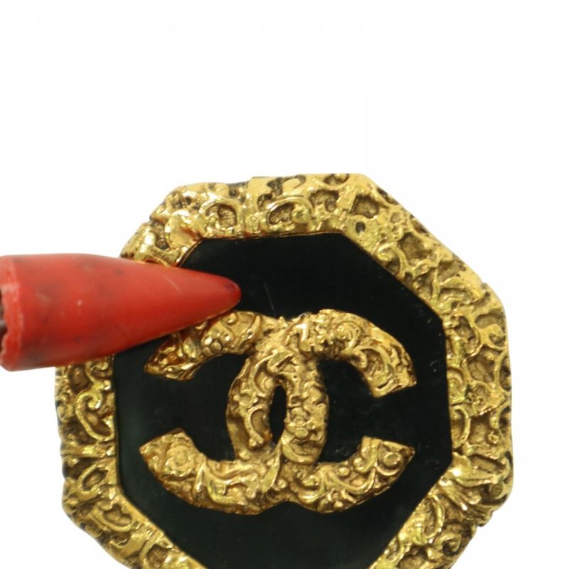 Chanel Brooch Lady's Coco Mark Lava Magma Accessory Vintage Chanel GP 93A Gold