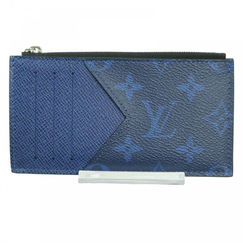 Louis Vuitton Men's Taiga Lama Coin Card Holder Coin Case Wallet Monogram Blue