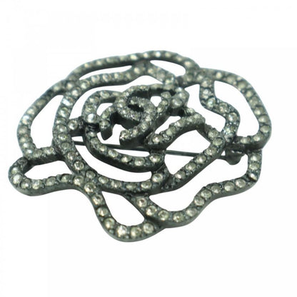 Chanel Brooch Ladies Rose Coco Mark Accessories Coco Vintage Chanel Rhinestone