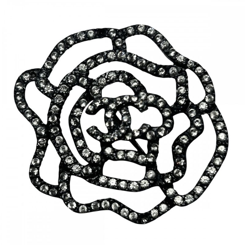 Chanel Brooch Ladies Rose Coco Mark Accessories Coco Vintage Chanel Rhinestone