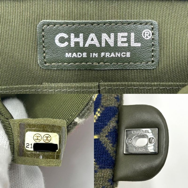 Chanel Shoulder Bag Women's Nordic Pattern W Chain Shoulder Crossbody Coco Mark