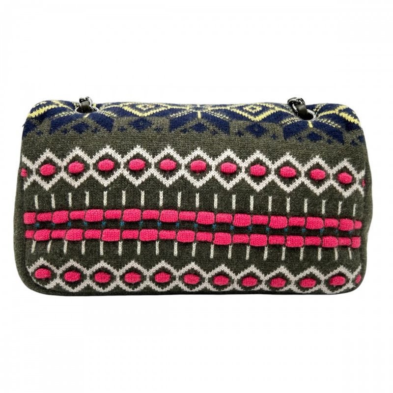 Chanel Shoulder Bag Women's Nordic Pattern W Chain Shoulder Crossbody Coco Mark