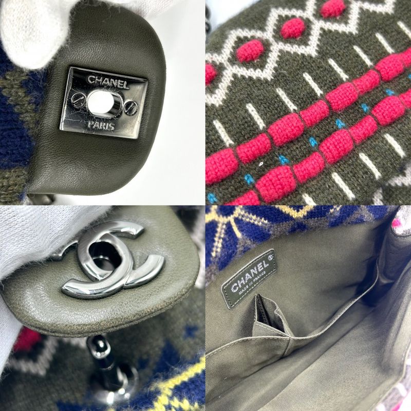 Chanel Shoulder Bag Women's Nordic Pattern W Chain Shoulder Crossbody Coco Mark