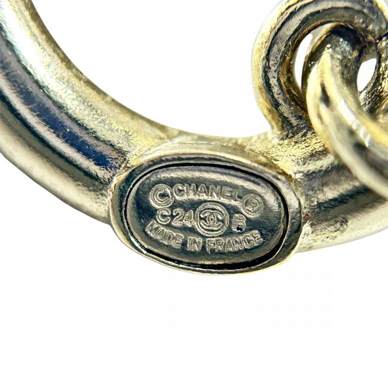 Chanel Earrings Women's Hoop Matelasse Accessories Swing Coco Back Motif Lame