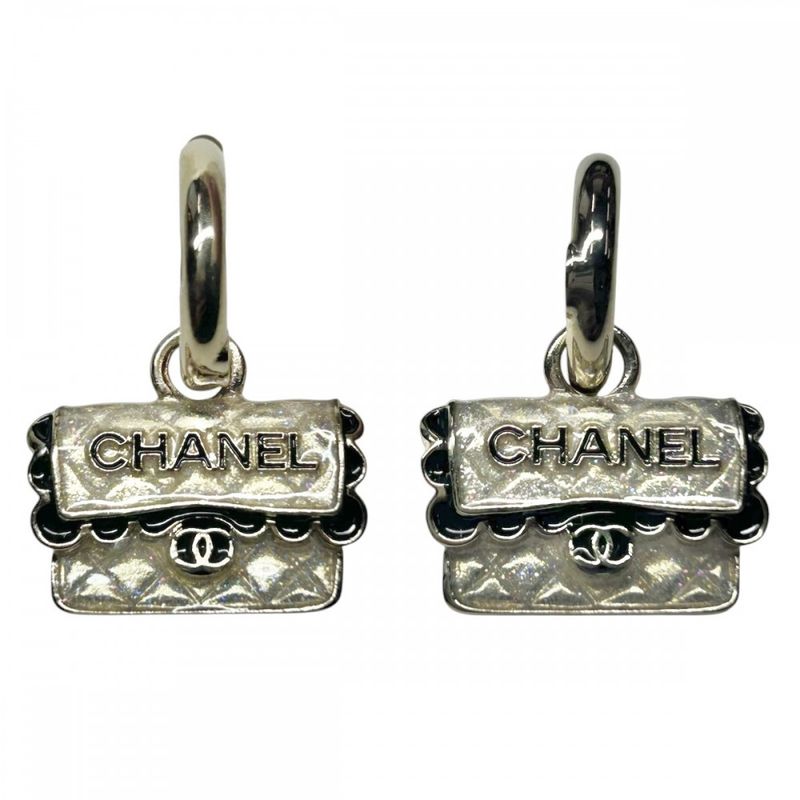 Chanel Earrings Women's Hoop Matelasse Accessories Swing Coco Back Motif Lame