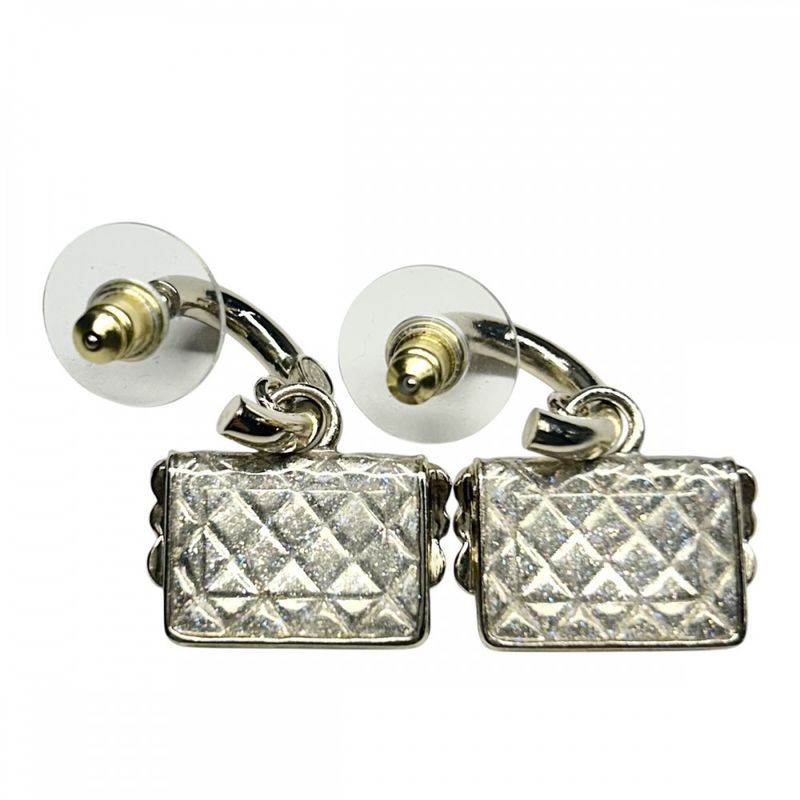 Chanel Earrings Women's Hoop Matelasse Accessories Swing Coco Back Motif Lame