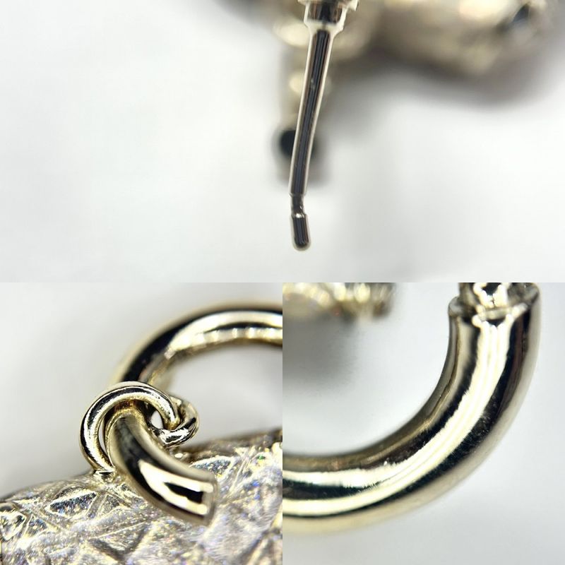 Chanel Earrings Women's Hoop Matelasse Accessories Swing Coco Back Motif Lame