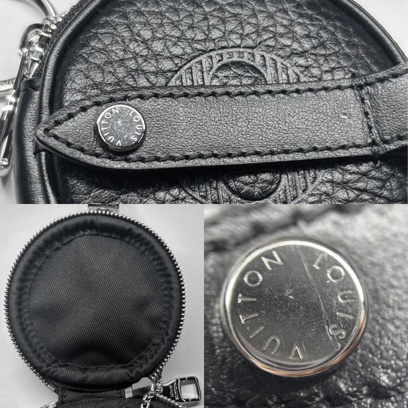 Louis Vuitton Coin Case Men's Taurillon Shadow Porte Cles Round Pouch Coin
