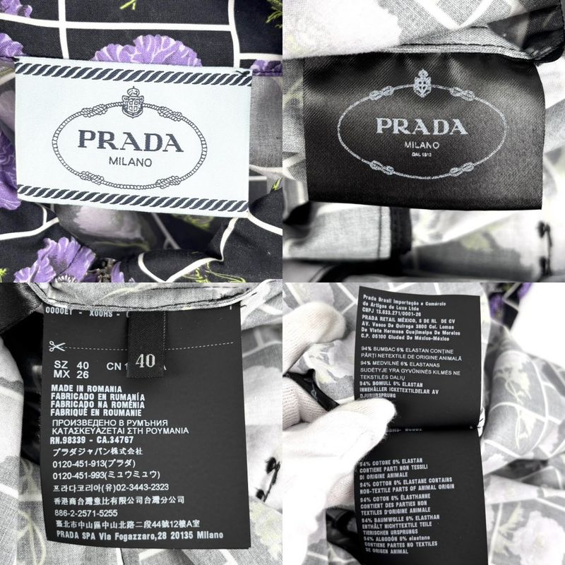 Prada Dress Women's Flower Front Zip Pleated Dress Apparel Clothing Long Dress